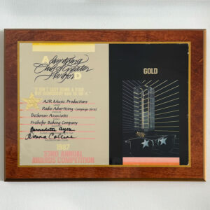 Gold Advertising Club of Greater Hartford Placard for Freihofer Baking Company Radio Advertising
