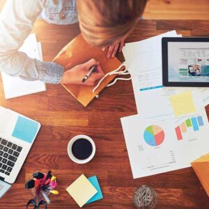 brainstorming at a table