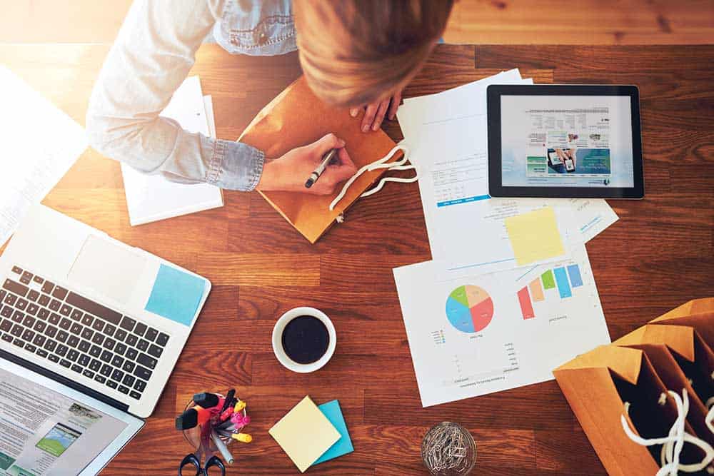 brainstorming at a table