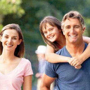 family walking outside