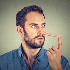 person with Pinocchio nose