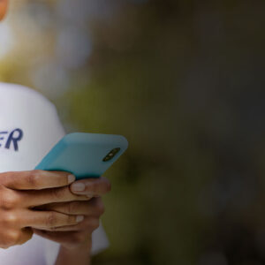 non-profit volunteer on the phone