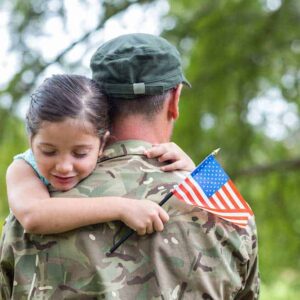 veteran hugging daughter