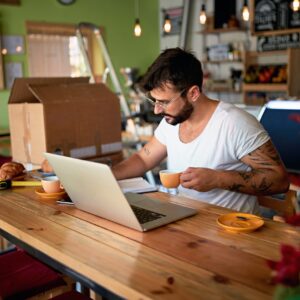 person working at their desk