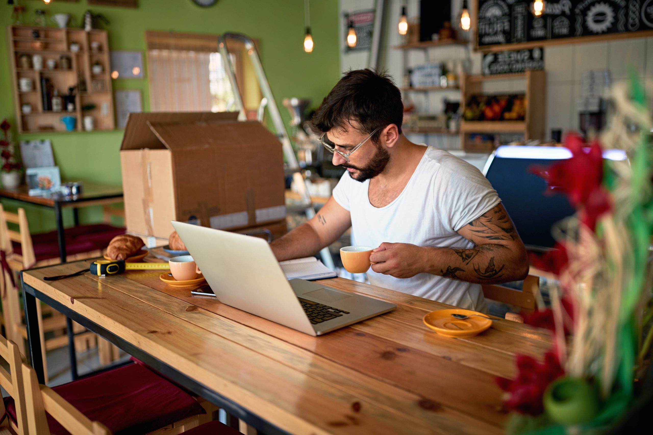 person working at their desk