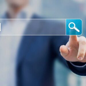 person interacting with a search bar